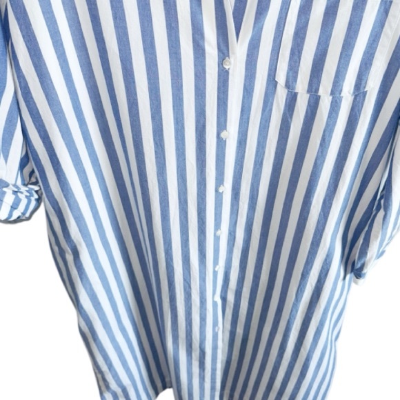 Sezane Maxine Shirt Dress Blue/White Stripe Sz Large Nautical Beachy - Picture 13 of 14